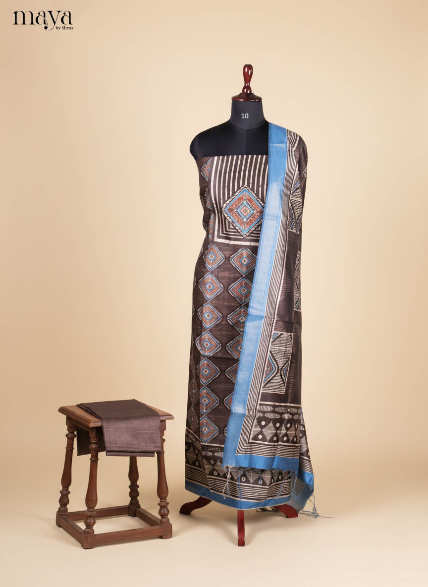 Charming Brown Semi Tussar Salwar Material