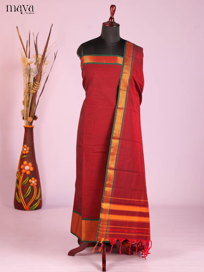 Maroon & Green-Narayanpet top & dupatta combo