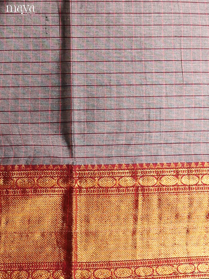 Grey & Red-Narayanpet top & dupatta combo