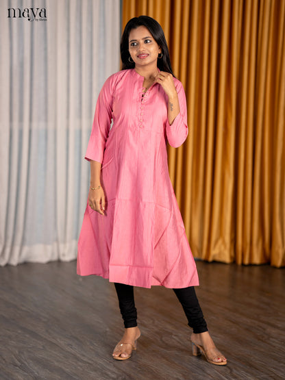 Elegant Dusty Rose Solid Readymade Kurti With Collared Neck