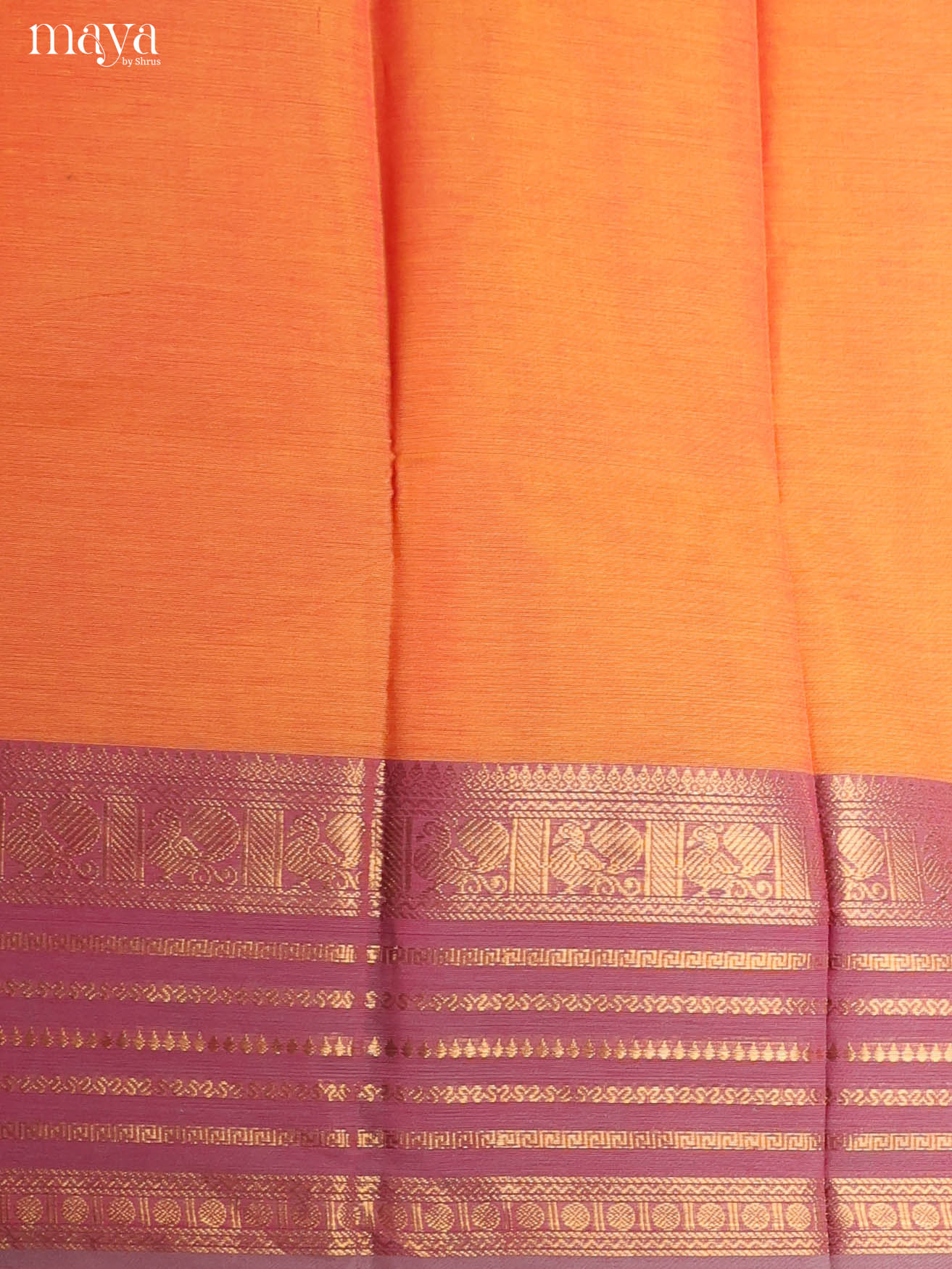 Luxurious Orange Chettinad Top & Dupatta Set With Purple Zari Border