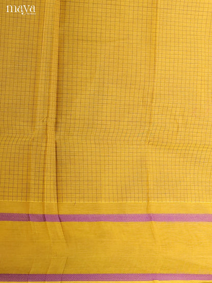 Graceful Yellow Chettinad Cotton Top & Dupatta Set With Thread Checks