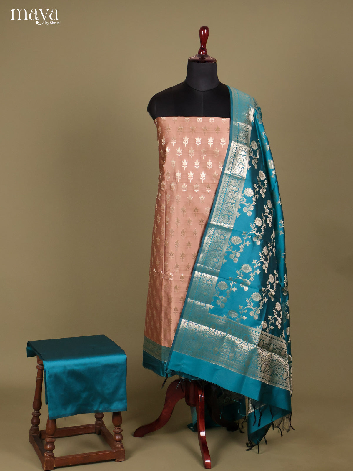 MDH18017-Semi banaras salwar Unstitch