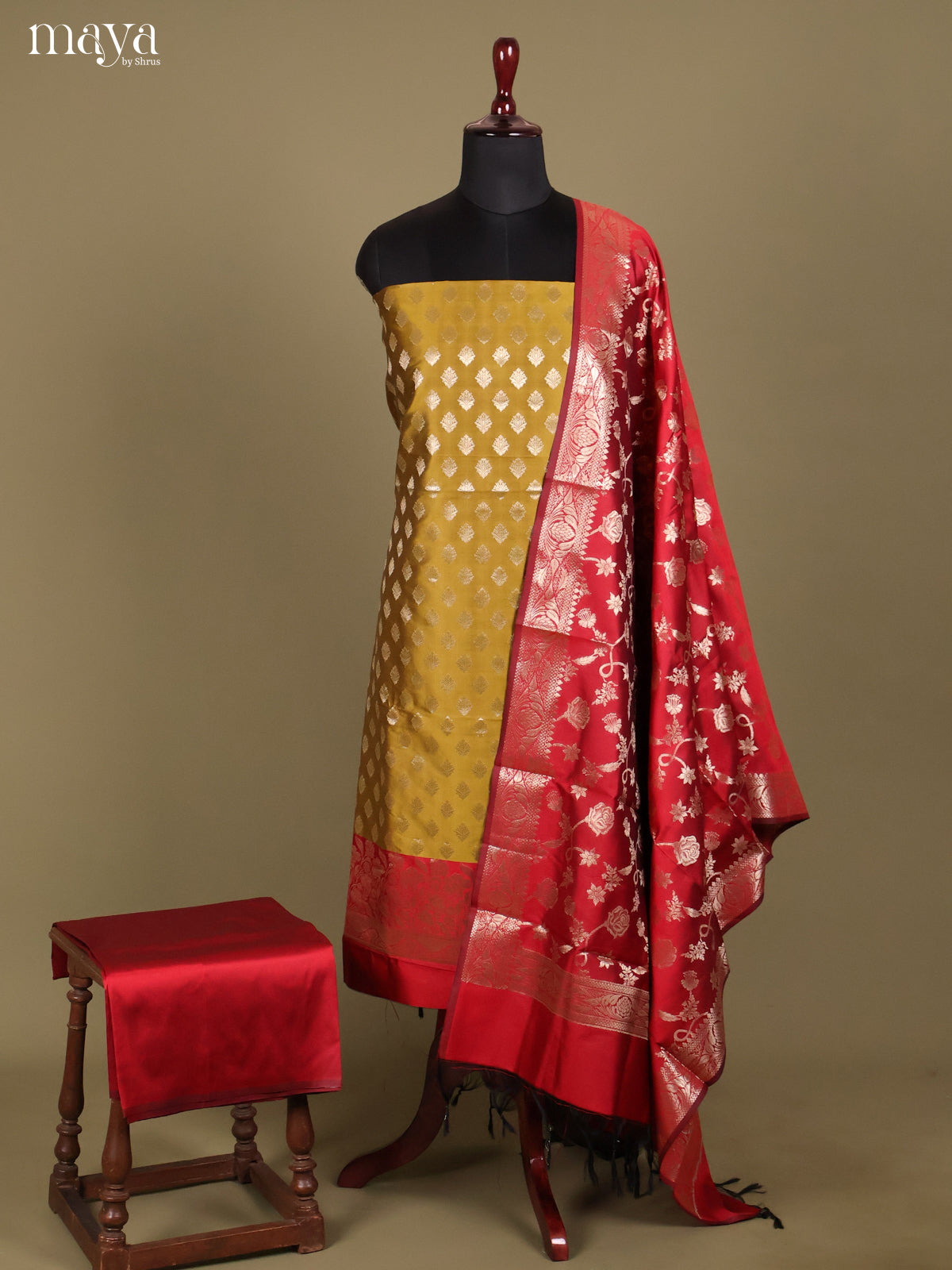 MDH18038-Semi banaras salwar Unstitch