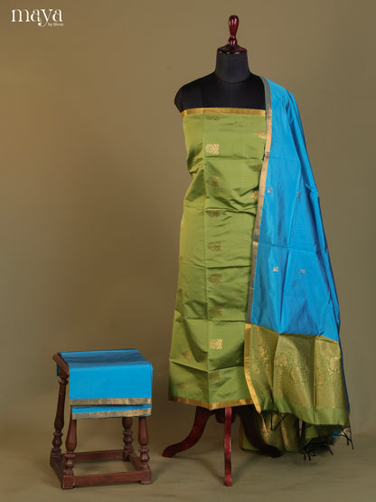 Green & Blue-semi softsilk salwar Unstitch