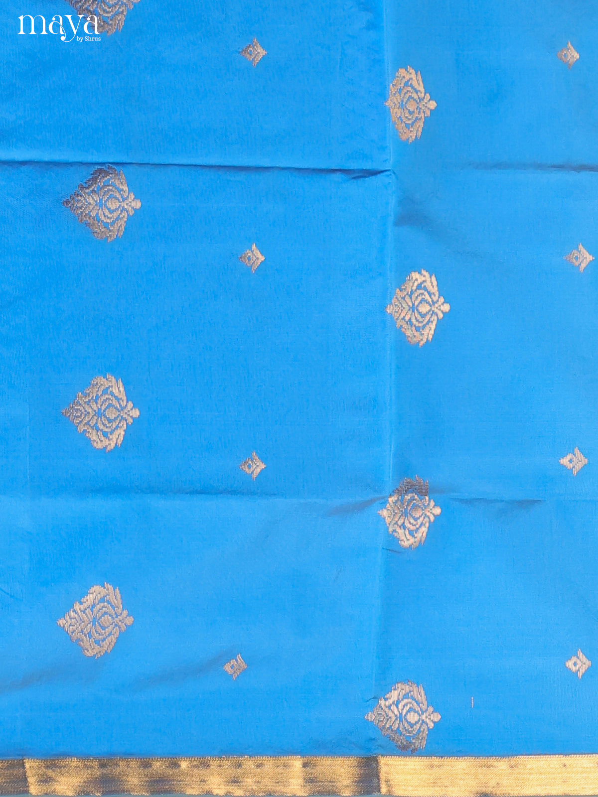 Blue & Beige-semi softsilk salwar Unstitch