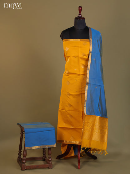 Yellow & Blue-semi softsilk salwar Unstitch