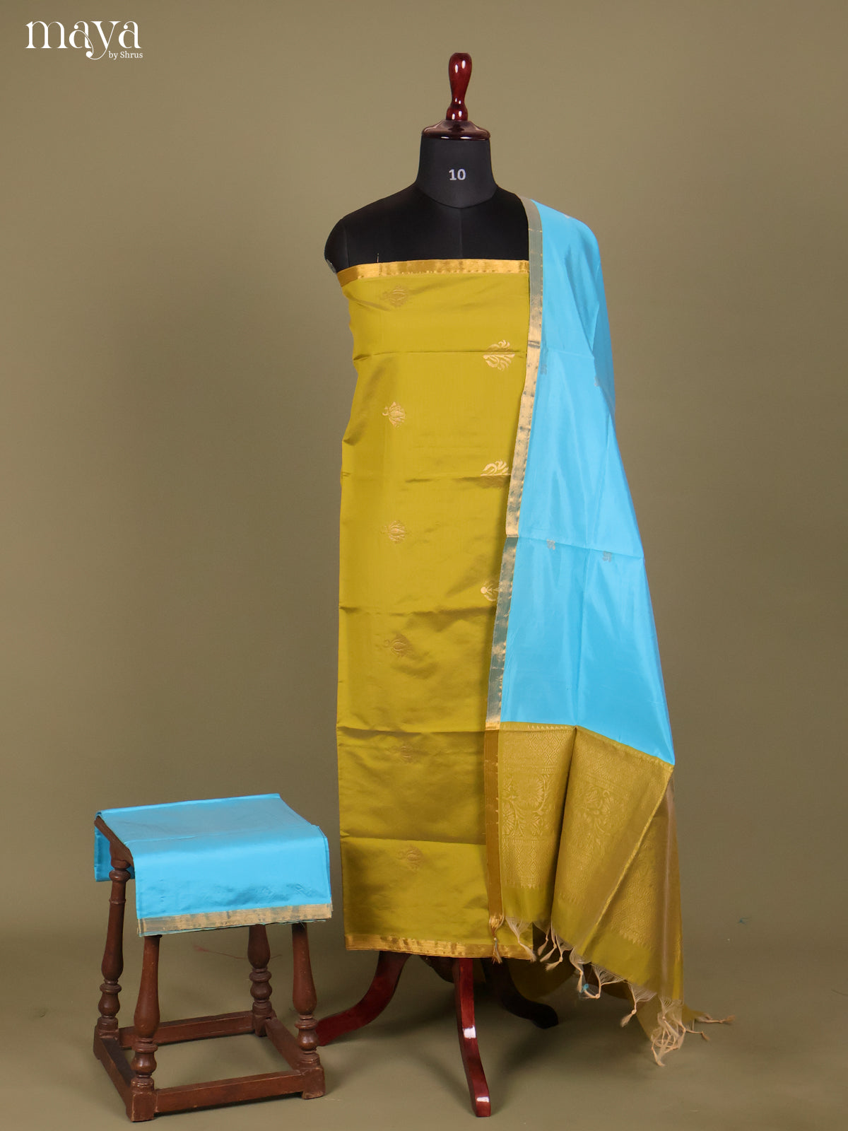Green & Blue-semi softsilk salwar Unstitch
