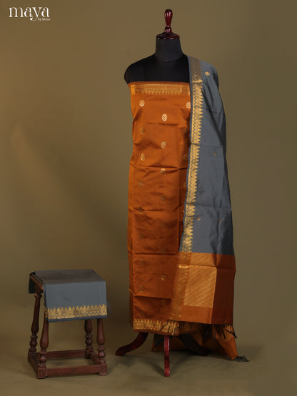 Mustard & Grey-semi softsilk salwar Unstitch