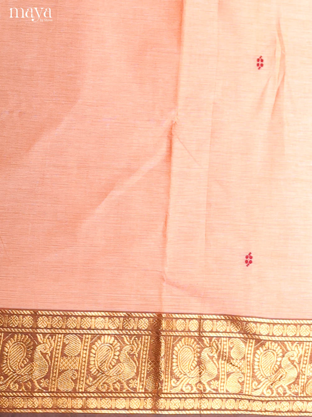 Peach-Narayanpet top & dupatta combo