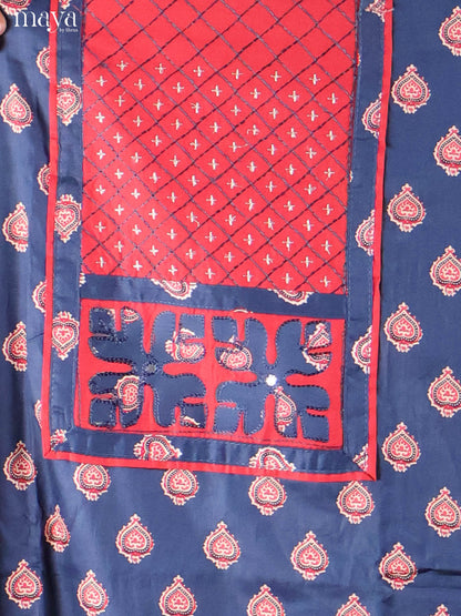 Blue & Red -Ajrakh Salwar Unstitch