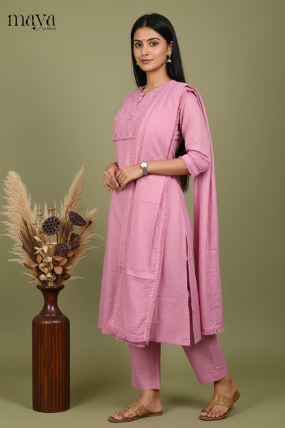 Pink A-line Readymade Salwar with Embroidered Design-mdi06078