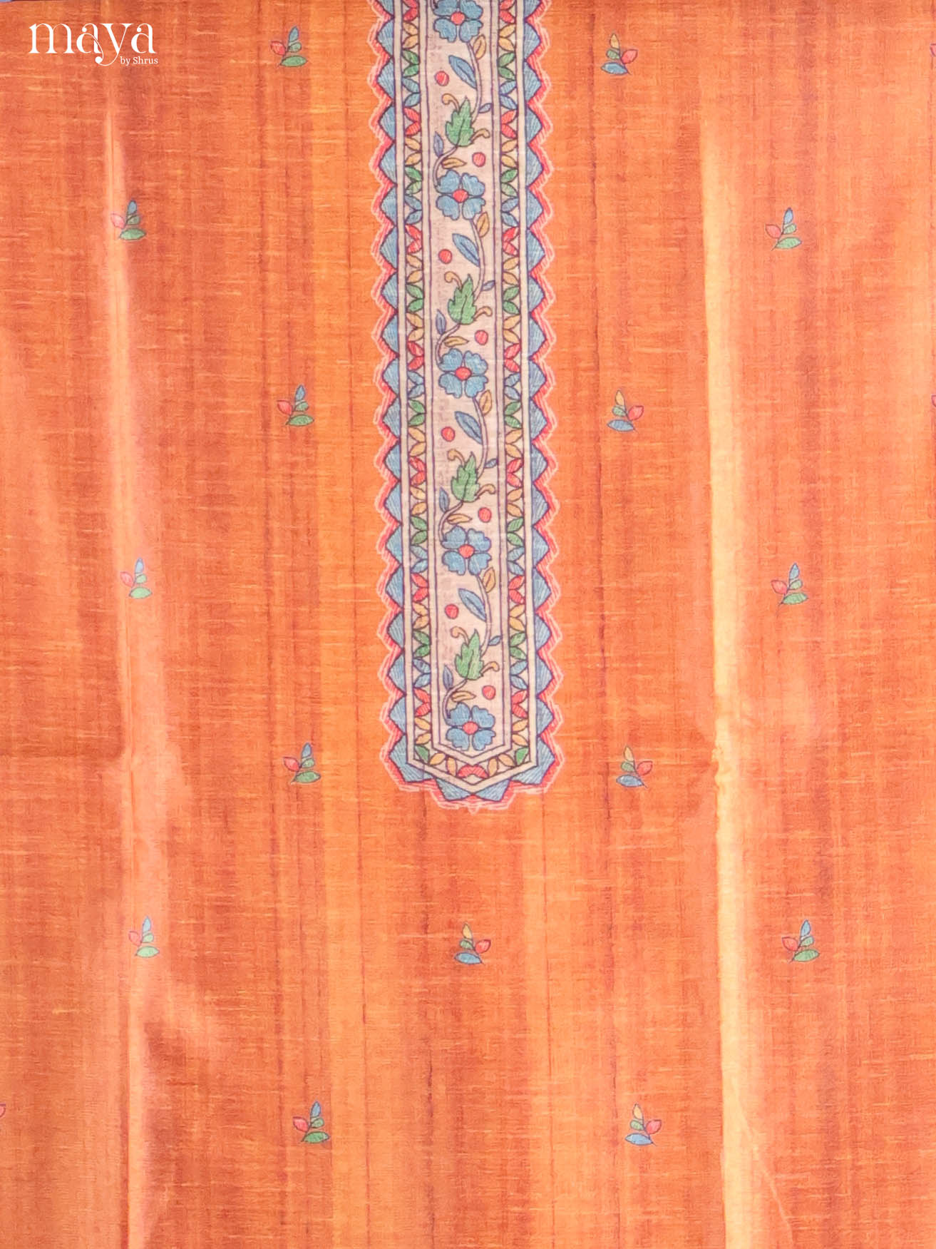 Elegant Brick Semi Tussar Salwar Material With Madhubani Prints