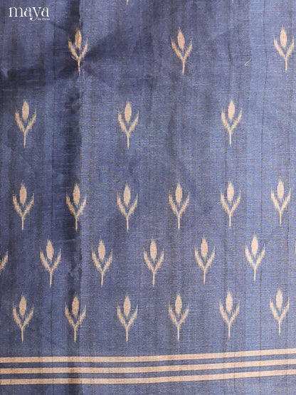Blue & Cream-Semi Tussar Salwar Unstitch