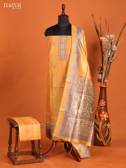 Mustard-Semi Tussar Salwar Unstitch