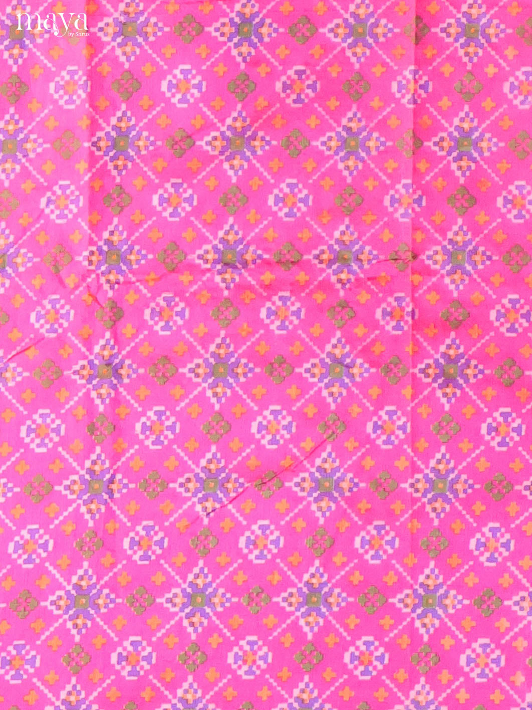 Stylish Pink Semi Patola Salwar Suit Material With Floral Pattern