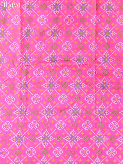 Stylish Pink Semi Patola Salwar Suit Material With Floral Pattern