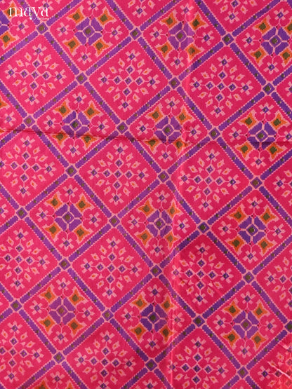 Exquisite Pink Semi Patola Salwar Suit Material With Floral & Geometric Motifs