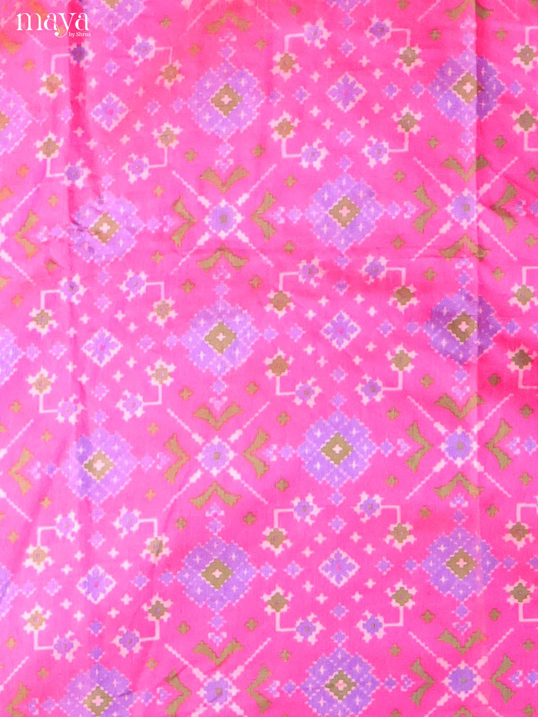 Beautiful Pink Semi Patola Salwar Suit Material With Floral Motifs