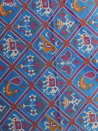 Stunning Blue Semi Patola Salwar Suit Material With Intricate Motifs