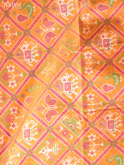 Lustrous Mustard Semi Patola Salwar Suit Material With Intricate Motifs