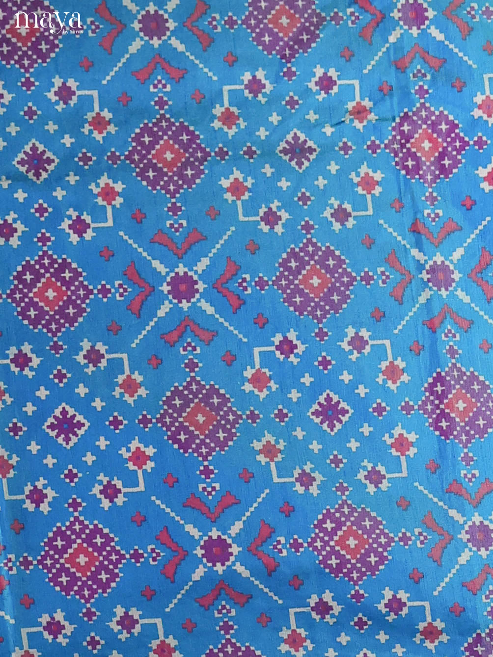 Chic Blue Semi Patola Salwar Suit Material With Floral Motifs
