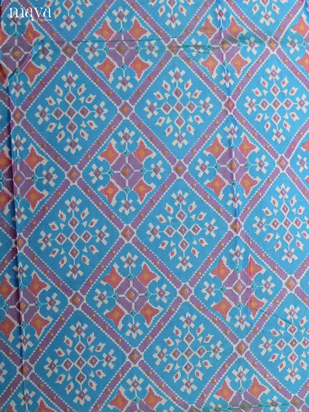 Exquisite Blue Semi Patola Salwar Suit Material With Floral Pattern