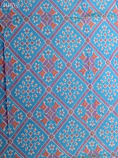 Exquisite Blue Semi Patola Salwar Suit Material With Floral Pattern