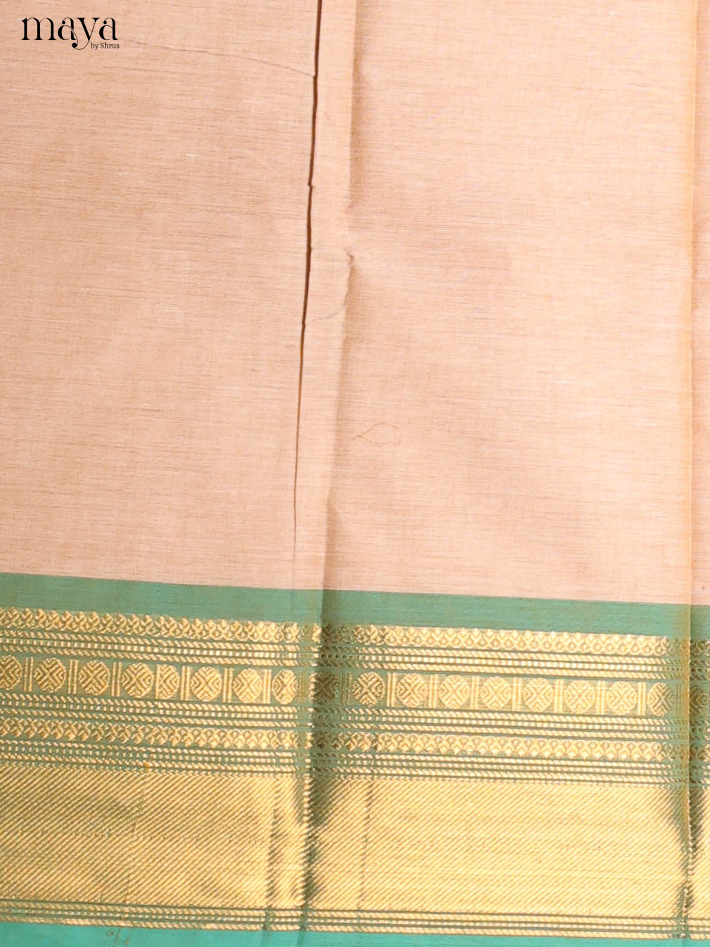 Breezy Cream Chettinad Cotton Top & Dupatta Set With Teal Zari Border