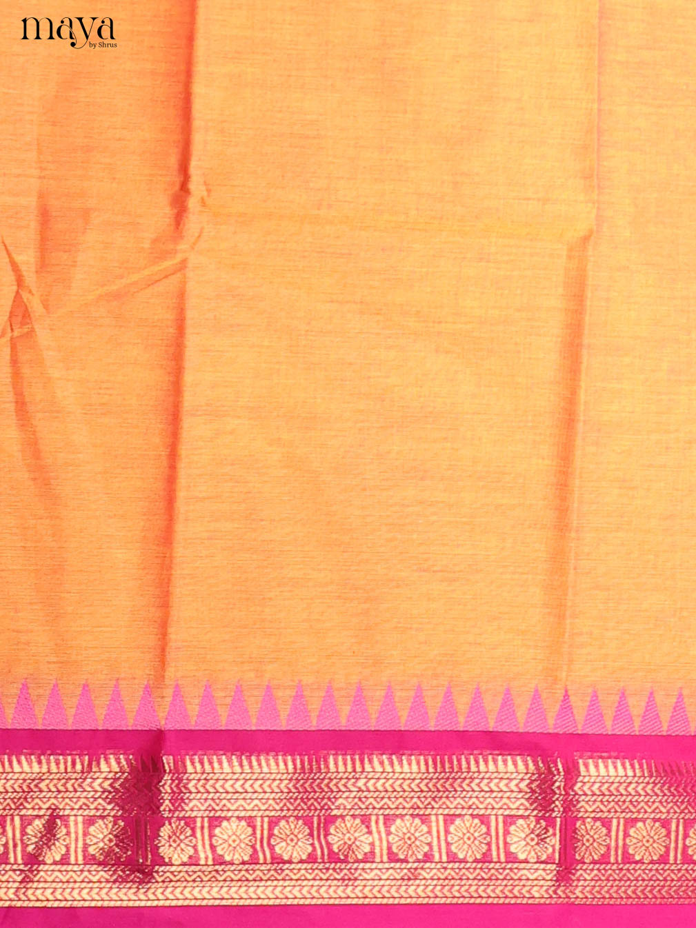 Ethnic Orange chettinad top & dupatta Material With Zari Border