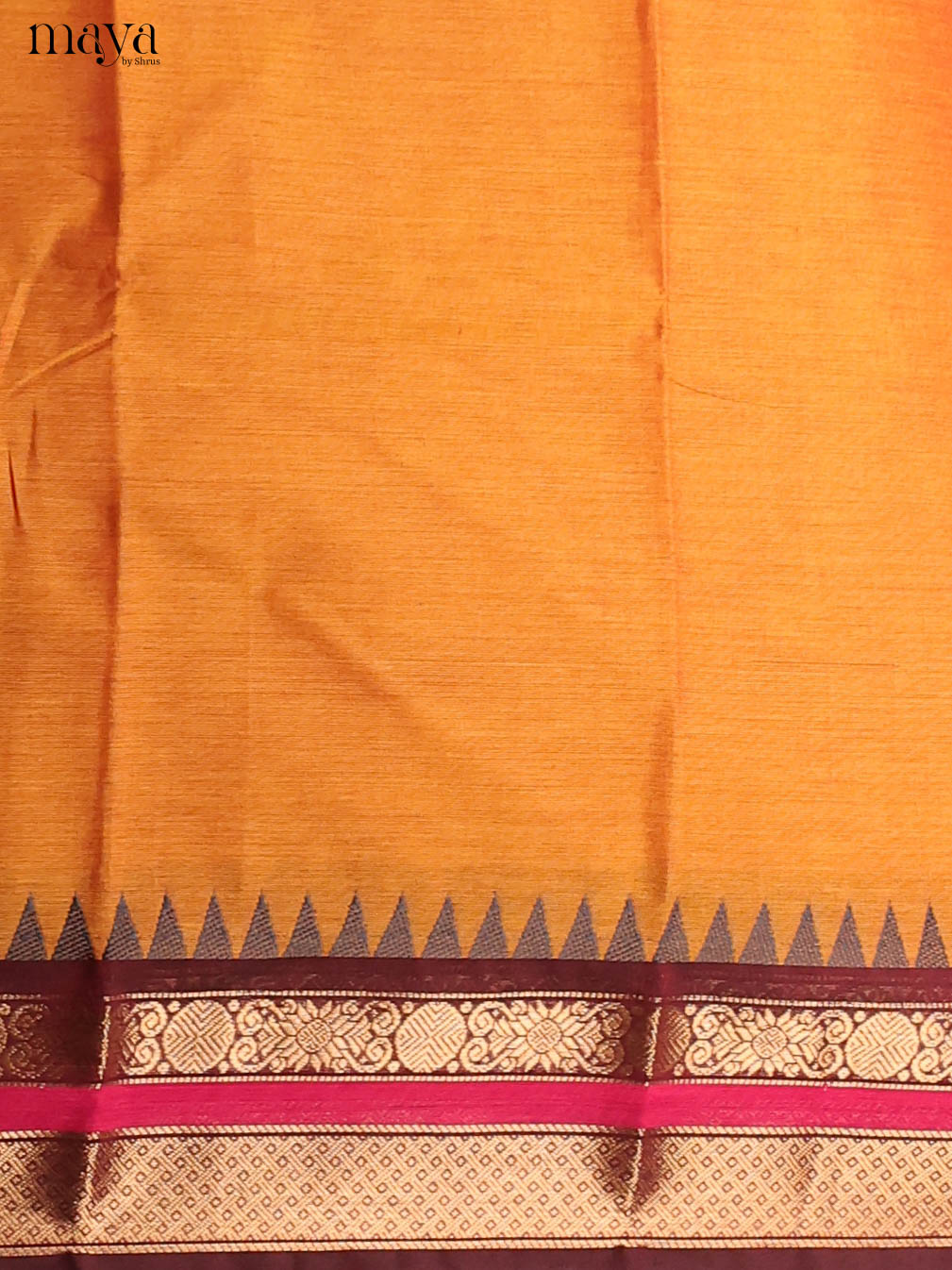 Luminous Mustard Chettinad Cotton Salwar Material With Temple Zari Border