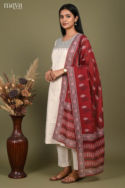 Off-white Readymade Salwar with Printed Design-mdi20001