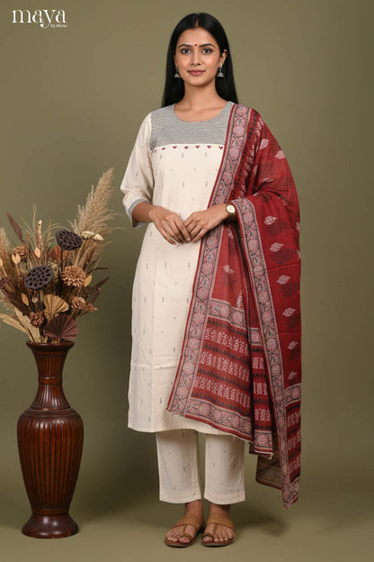 Off-white Readymade Salwar with Printed Design-mdi20001