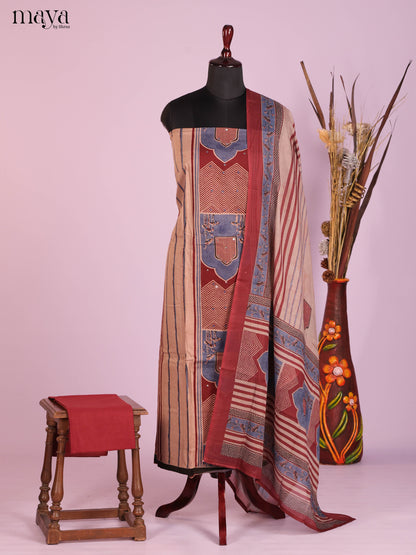 Peach & Maroon -Ajrakh Salwar Unstitch