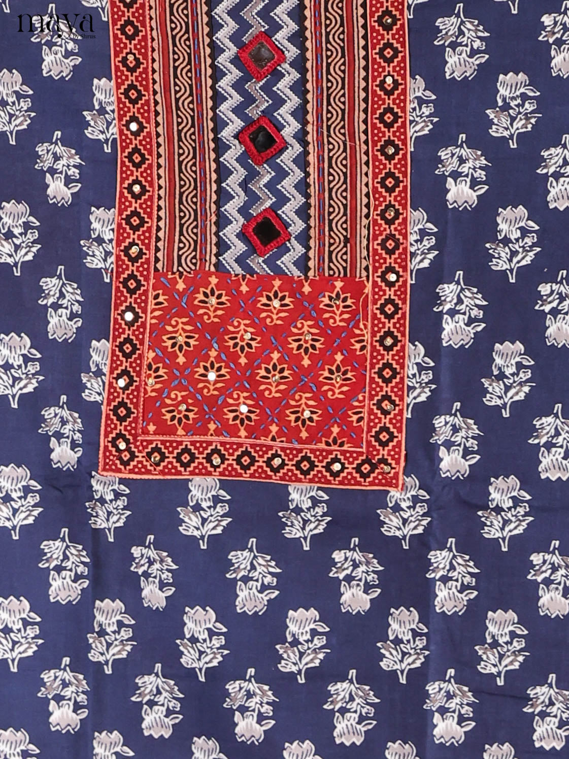 Stunning Blue Floral Printed Cotton Salwar Kameez Material