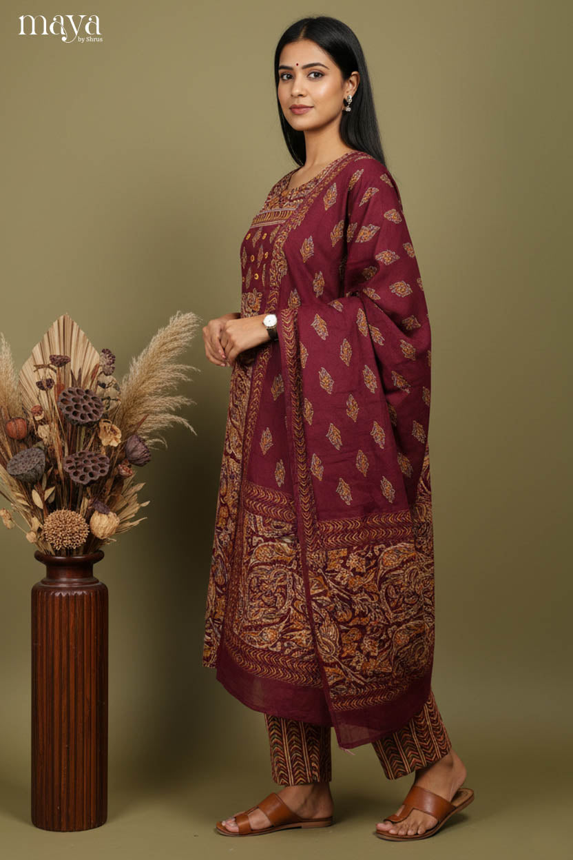 Maroon Readymade Salwar with Printed Design-mdi20088