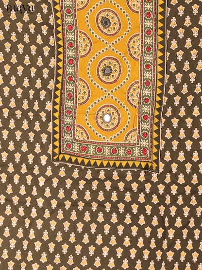 Grey Green & Mustard -Ajrakh Salwar Unstitch
