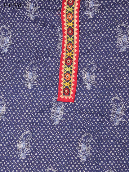 Artistic Blue Cotton Salwar Suit Material With Paisley Prints