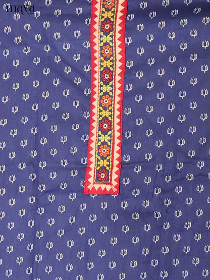 Pretty Blue Floral Printed Cotton Unstitched Salwar Set Material
