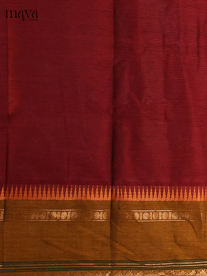 Classic Maroon Chettinad Cotton Salwar Material (Top & Dupatta Only)