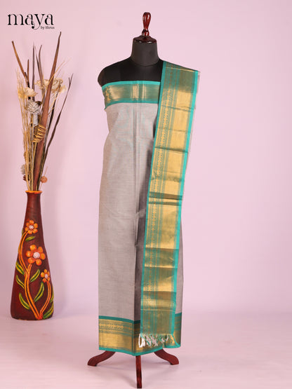 Classic Grey Chettinad Cotton Salwar Material (Top & Dupatta Only)