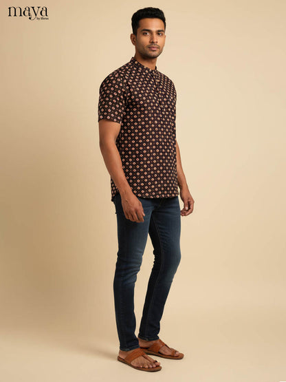 Stylish Black Diamond Printed Khadi Kurta for Men