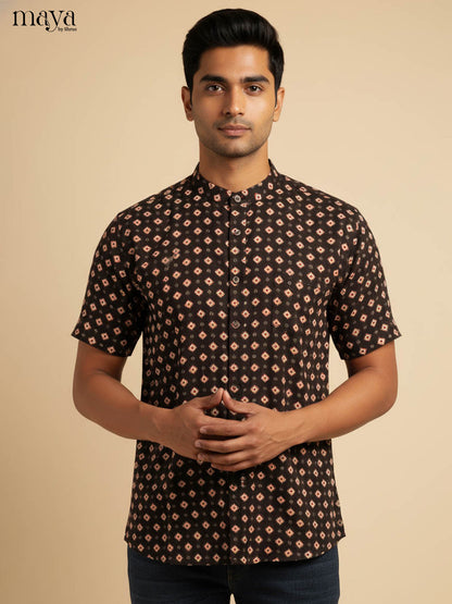 Stylish Black Diamond Printed Khadi Kurta for Men