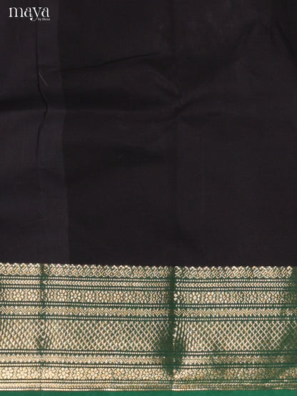 Exquisite Black Chettinad Cotton Top & Dupatta Set With Temple Zari Border