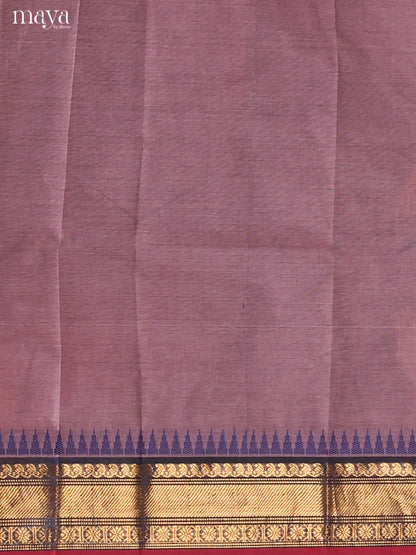 Ethnic Mauve Chettinad Cotton Salwar Material With Zari Border