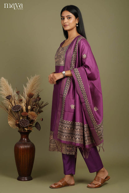 Purple Readymade Salwar with Printed Design-mdj07055