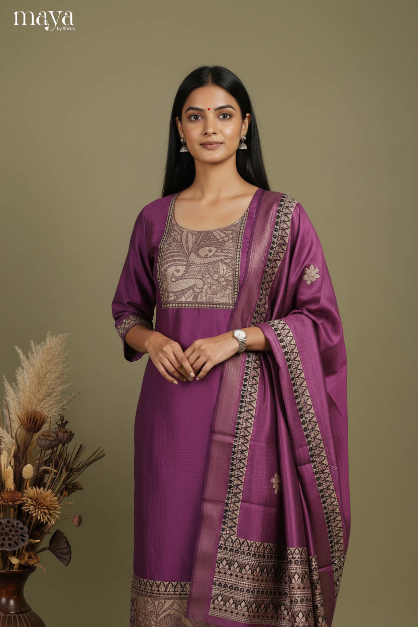 Purple Readymade Salwar with Printed Design-mdj07055