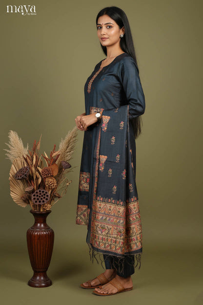 Navy Blue Readymade Salwar with Printed Design-mdj07063