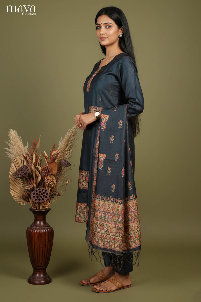 Navy Blue Readymade Salwar with Printed Design-mdj07063