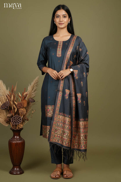 Navy Blue Readymade Salwar with Printed Design-mdj07063